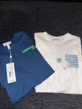 Men’s LACOSTE, Short Sleeve BUNDLE Tees in Blue & White - Logo Detail. BRAND NEW